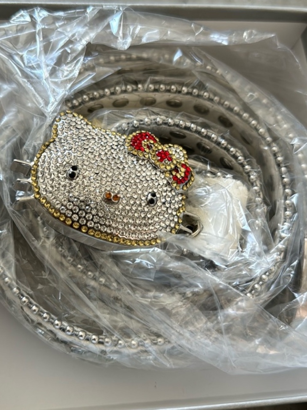 Hello Kitty Silver and Red Rhinestone Belt NWT